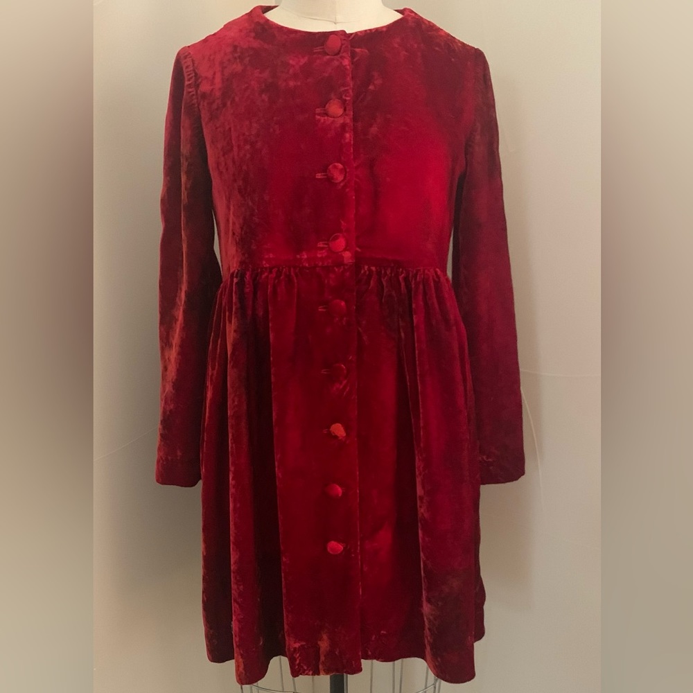 Handmade Vintage Tie Dye Velvet Babydoll Mini Dress Button Front Closure S & M